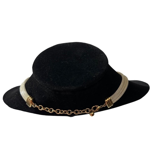 Vtg Unsigned Alice Caviness Gold Tone 3 Strand Mesh Rope Necklace X Bars 15-18” - Picture 5 of 10